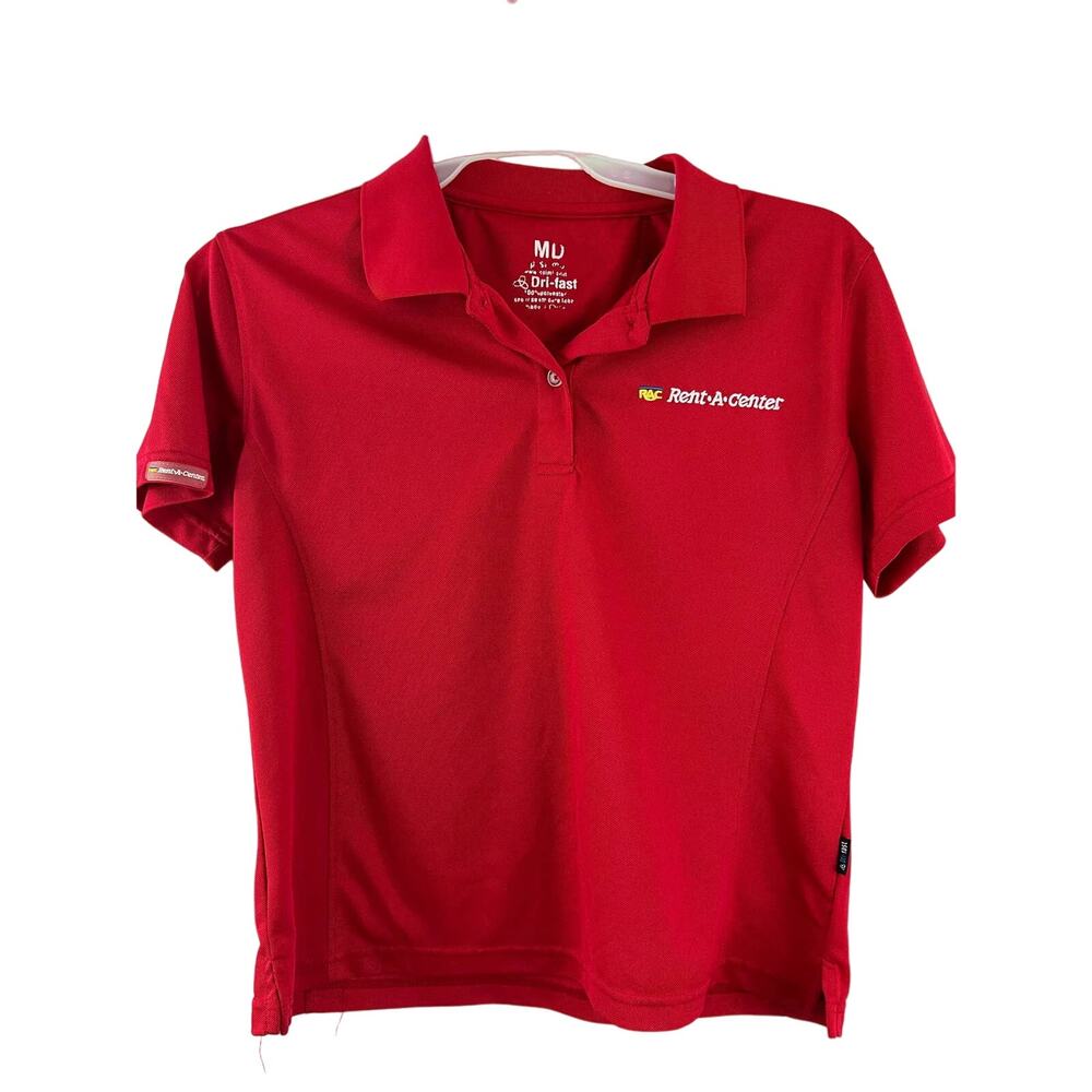 Rent-a-Center Red Polo Medium Polo Uniform Dri Fast Shirt Top Logo Rent Center